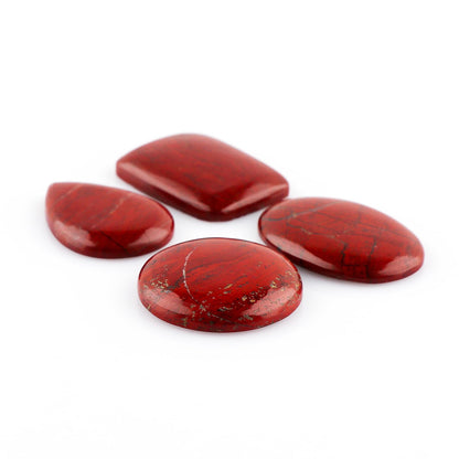 CRYSTALINES 4pcs Wholesale Natural Red Jasper Gemstone, Bulk Loose Crystals, Flatback Cabochon Stone, DIY Crafts-Jewelry Making, Polished Lapidary Supply, Wire Wrapping, Birthstone, Gem Collection