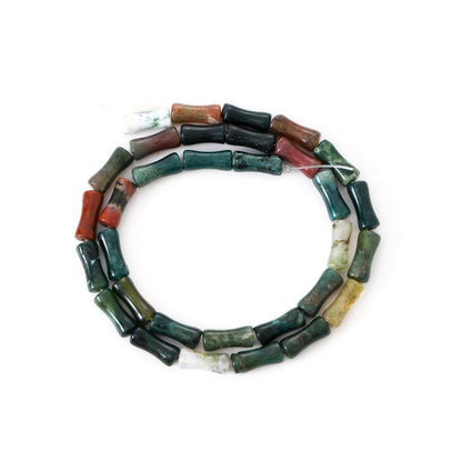 5x12mm Natural Indian Agate Stone Bamboo Shape Gem Healing Energy Loose Spacer Beads for DIY Necklace Bracelet Earring
