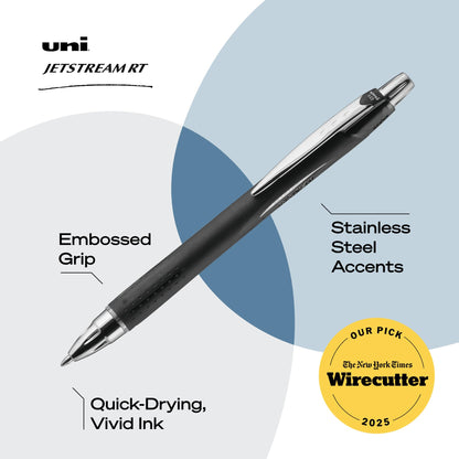 Uni-Ball Jetstream RT 12 Pack, 0.7mm - Black Ballpoint Pens - Wirecutter Best Pen, School Pens, Ink Pens | Ballpoint Pen, Colored Pens, Fine Point, School Supplies