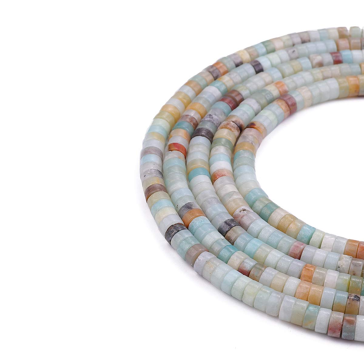 BEADIA Natural Amazonite Spacer Beads Caps Loose Semi Gemstone for Beading Jewelry Making 6mmx3mm 38cm