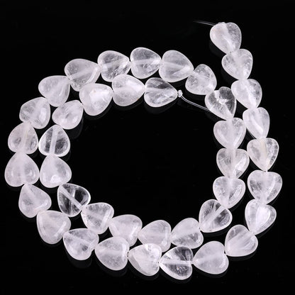 GEM-Inside 10mm Heart Charms Natural White Cloudy Rock Quartz Crystal Gemstone Stone Beads for Jewelry Making Full 15" Strand Power Energy Healing Chakra Stone Beads