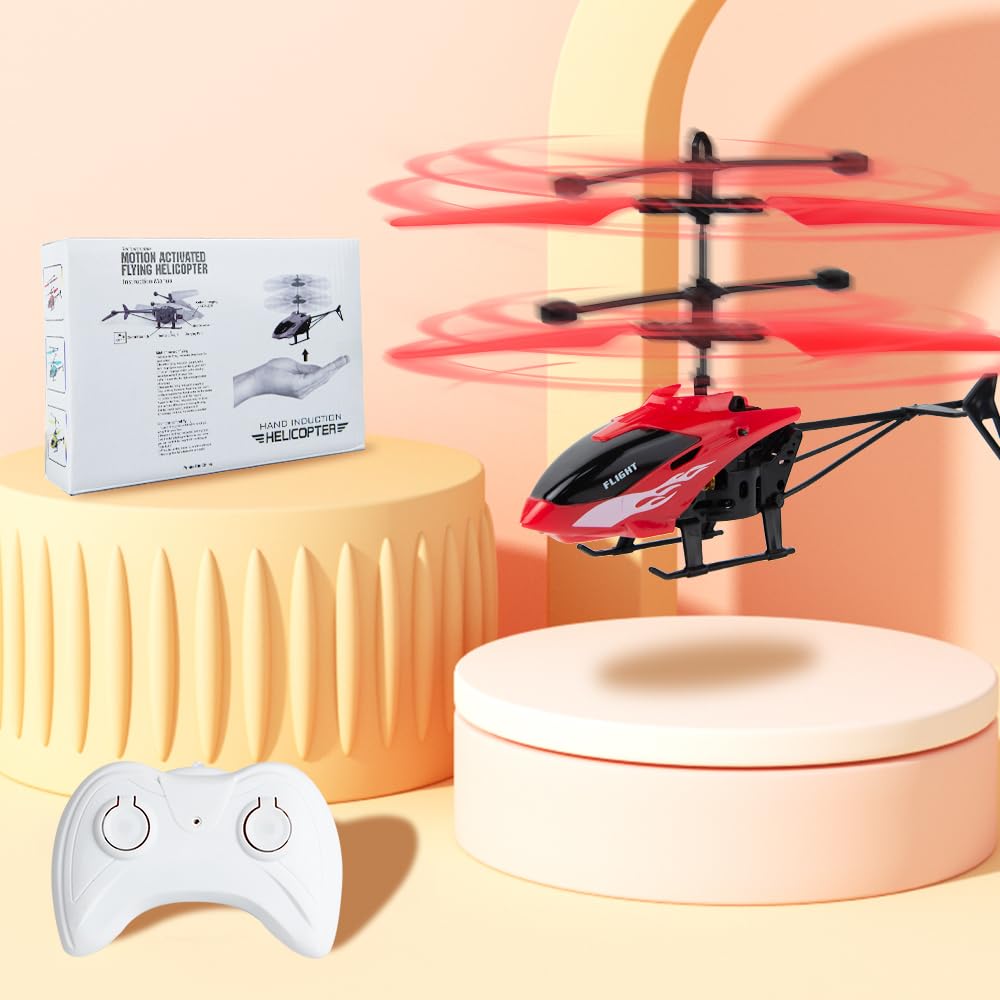 Remote Control Helicopter, Gesture Sensing Indoor Flying Helicopter Toys,RC Airplane for Teenages with 10Mins Flight, RC Helicopters for Kids with Light,Birthday Gifts for Boys and Girls (Red)