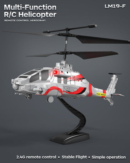 LMRC RC Helicopter with 10 Missiles, LM19-F 2.4GHz Remote Control Helicopter for Beginners and Adults, LED Lights, Altitude Hold, One-Key Take Off, Gifts for Military Fans (2 Batteries)