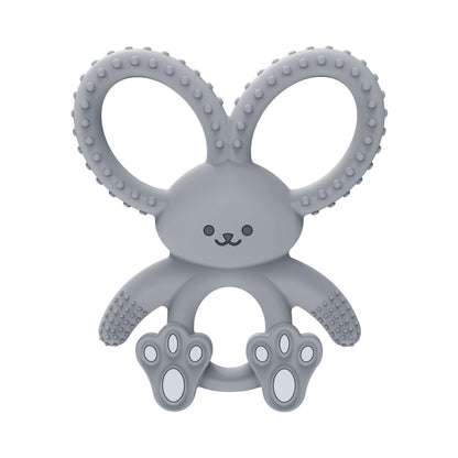 Dr. Brown's Flexees Gray & Pink Bunny Silicone Baby Teethers, BPA Free, for 3 Months+ Babies