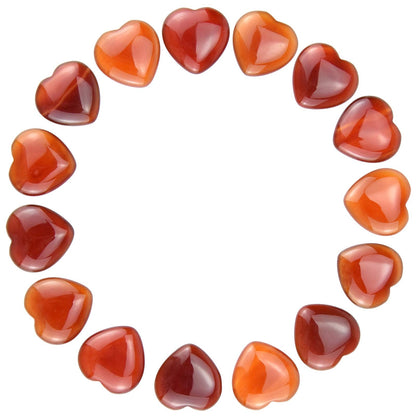 Marrywindix 15 Packs 0.8 Inch Healing Crystal Natural Red Agate Heart Love Carved Palm Worry Stone Chakra Reiki Balancing