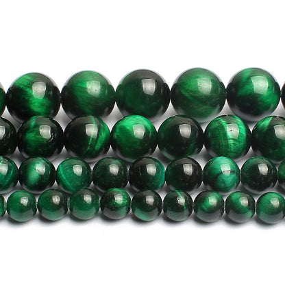 Natural Green Tiger Eye Gemstone Round Loose Beads for Jewelry Making Findings Accessories 1 Strand 15 inches (6mm)