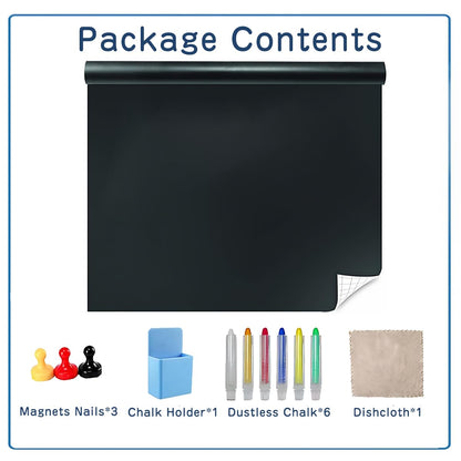Magnetic Chalkboard Wallpaper Stick and Peel, 47" x 94"Chalk Board Contact Paper with Adhesive on Wall for School, Office, Kitchen Fridge, Drawing