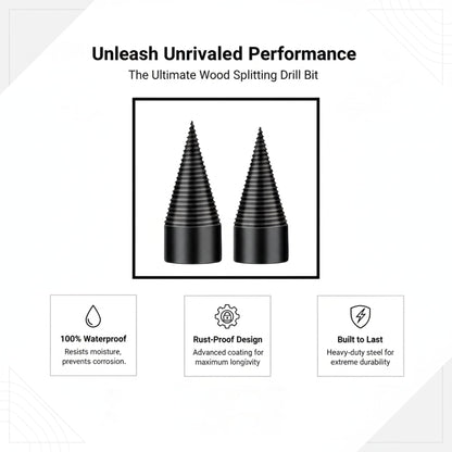 Firewood Log Splitter 2 Pack 45mm+32mm Easy Log Splitting Drill Bits Heavy Duty Electric Drills Screw Cone Driver Tools Split Wood Efficiently for Dry Soft Woods + 4 Drill Attachments (Black)
