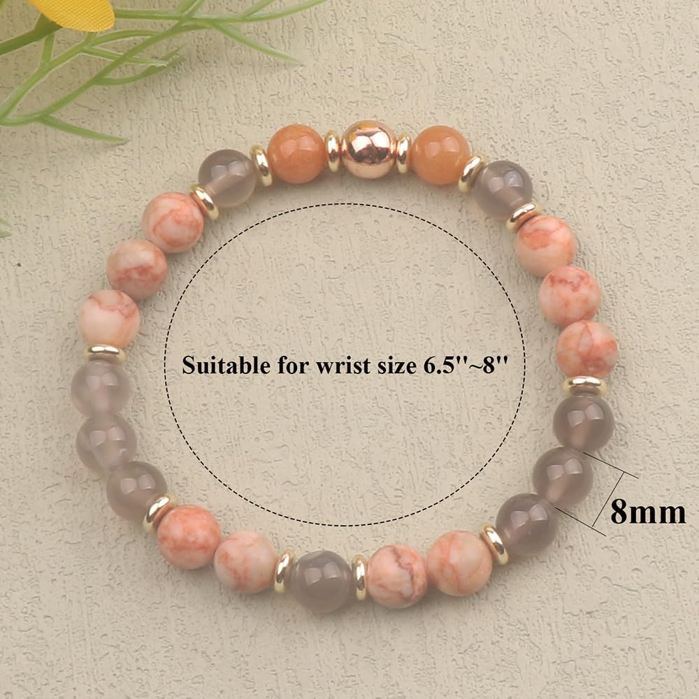KSQS Healing Stone Bead Bracelet for Women, Natural Gemstones Balance Protection Bracelet, Spiritual Crystal Beads Bracelet Anxiety Relief with Meaning Card(#24)