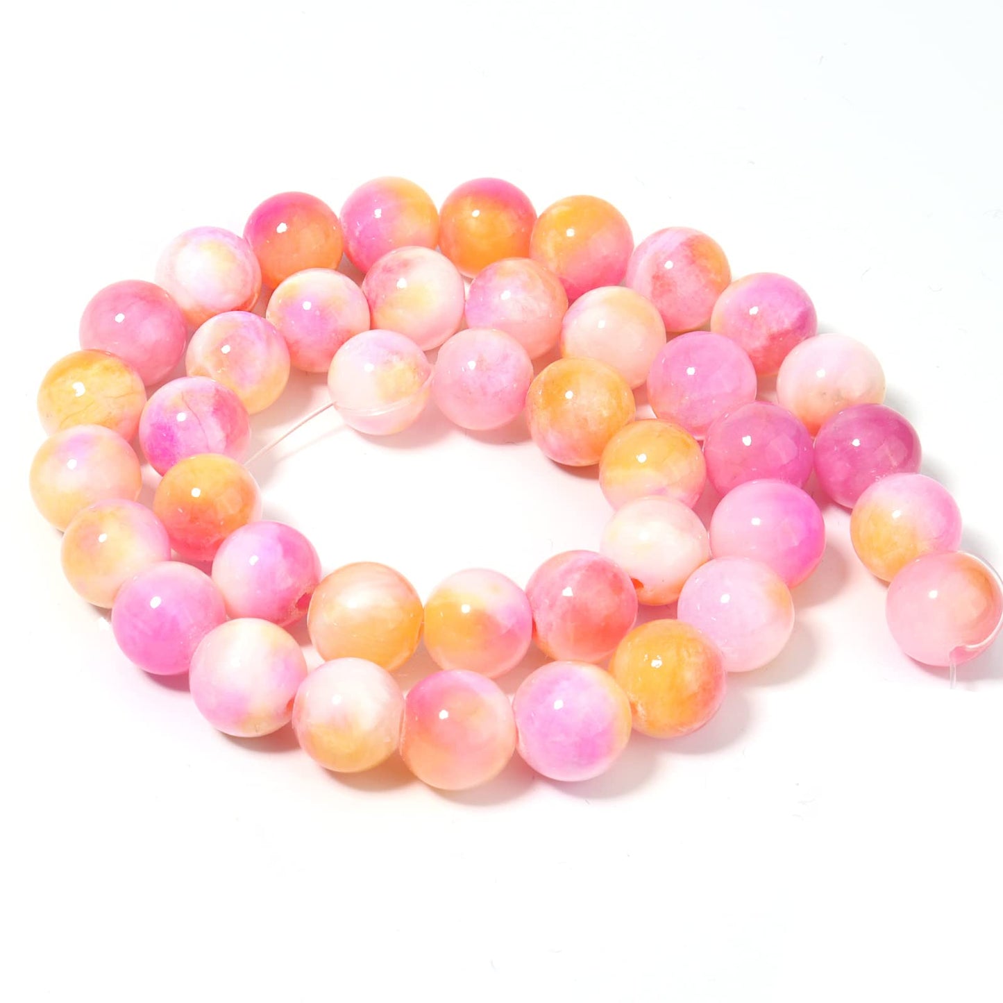 60pcs 6mm Natural Stone Beads Pink Yellow Persian Jade Beads Energy Crystal Healing Power Gemstone for Jewelry Making, DIY Bracelet Necklace