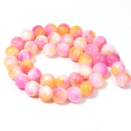 45pcs 8mm Natural Stone Beads Pink Yellow Persian Jade Beads Energy Crystal Healing Power Gemstone for Jewelry Making, DIY Bracelet Necklace