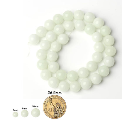 Yochus 60pcs Blue Luminous Beads，6mm Glow in The Dark Natural Stone Round Loose Beads for Jewelry Making Earring Necklace DIY Crafts
