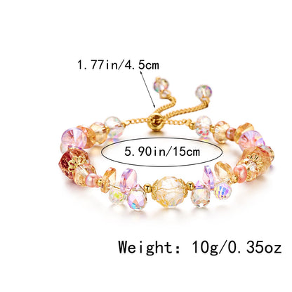 BELLA-Bee Healing Crystal Bracelets for Women Adjustable Rainbow Crystals Amethyst Tourmaline Natural Stone Beaded Bracelets for Women Spiritual Jewelry for Wishes, Protection and Anxiety Relief with Meaning Card (The Keep of Wishes)
