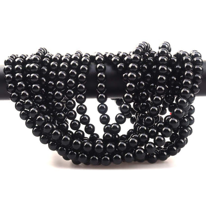 ICAI Beads 10mm Natural Black Onyx Stone Round Loose Stone Beads for Jewelry Making DIY Crafts Design 1 Strand 15" APPR.34-36pcs
