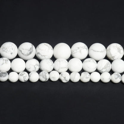 60pcs 6mm Matte Howlite Beads Natural Gemstone Beads Round Loose Beads for Jewelry Making