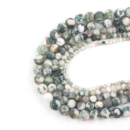 Song Xi Frosted Tree Agate Stone Beads 8mm Natural Stone Beads for Jewelry Making Gemstone Beads