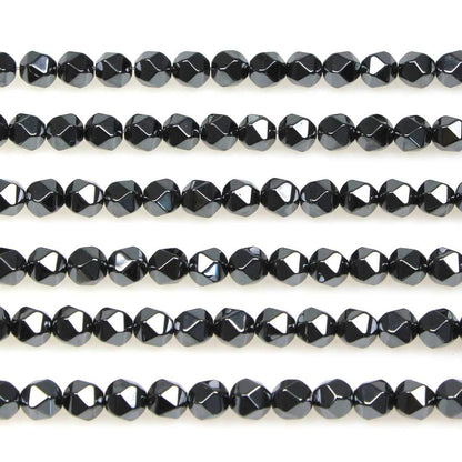 MJDCB Best Sellers Natural Stone Beads Faceted Polygon Hematite Energy Stone Healing Power for Jewelry Making(8mm)