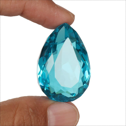 GEMHUB Gemstone For Jewelry Large 100.00 Carat Swiss Blue Topaz Pear Faceted Cut Loose Gemstone Beads For Jewelry Making