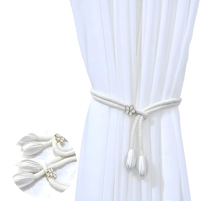 2PCS Classic Decorative Curtain Tiebacks – Easy to Clean and Perfect for Securing Curtains with Grace and Beauty,Stylish and Durable Decorative Accessories for Home (White)