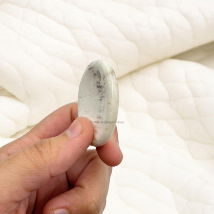 GEMSCITE Scolecite Thumb Worry Stones Metaphysical Gemstone Crystal Healing Reiki Men Women Gift Feng Shui Positive Energy Love Wellness Palm Stones Wicca Powerful