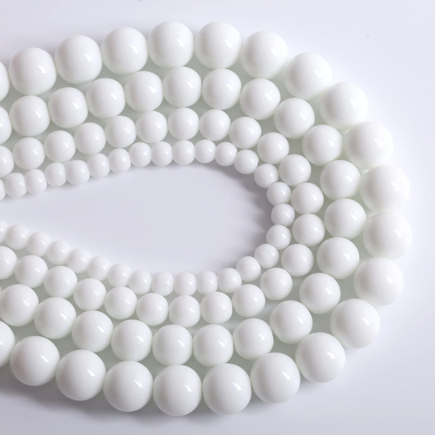 8mm 48pcs Natural White Porcelain Agates Stone Round Beads for Jewelry Making Spacer Loose Spacers Beads DIY Bracelets 15" Strand