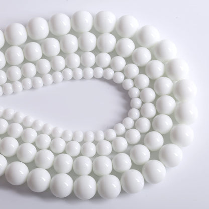 Natural White Porcelain Agates Stone Round Beads for Jewelry Making Spacer Loose Spacers Beads DIY Bracelets 10mm 39pcs 15" Strand