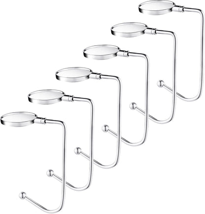 Christmas Stocking Holders for Mantle, Non-Slip Safety Fireplace Mantel Stocking Hooks with Separate Adhesive Strips, Silicone Pad Grip Hanger for Xmas Party Decoration (Silver,6)