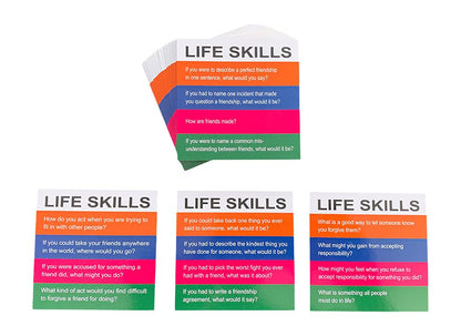 YEHUA! Totika Therapy Game Five Card Set with 48 Colored Stackable Blocks - Self Esteem, Junior, Teen/Adult, Life Skills and Icebreaker - A Game of Fun, Skill and Communication