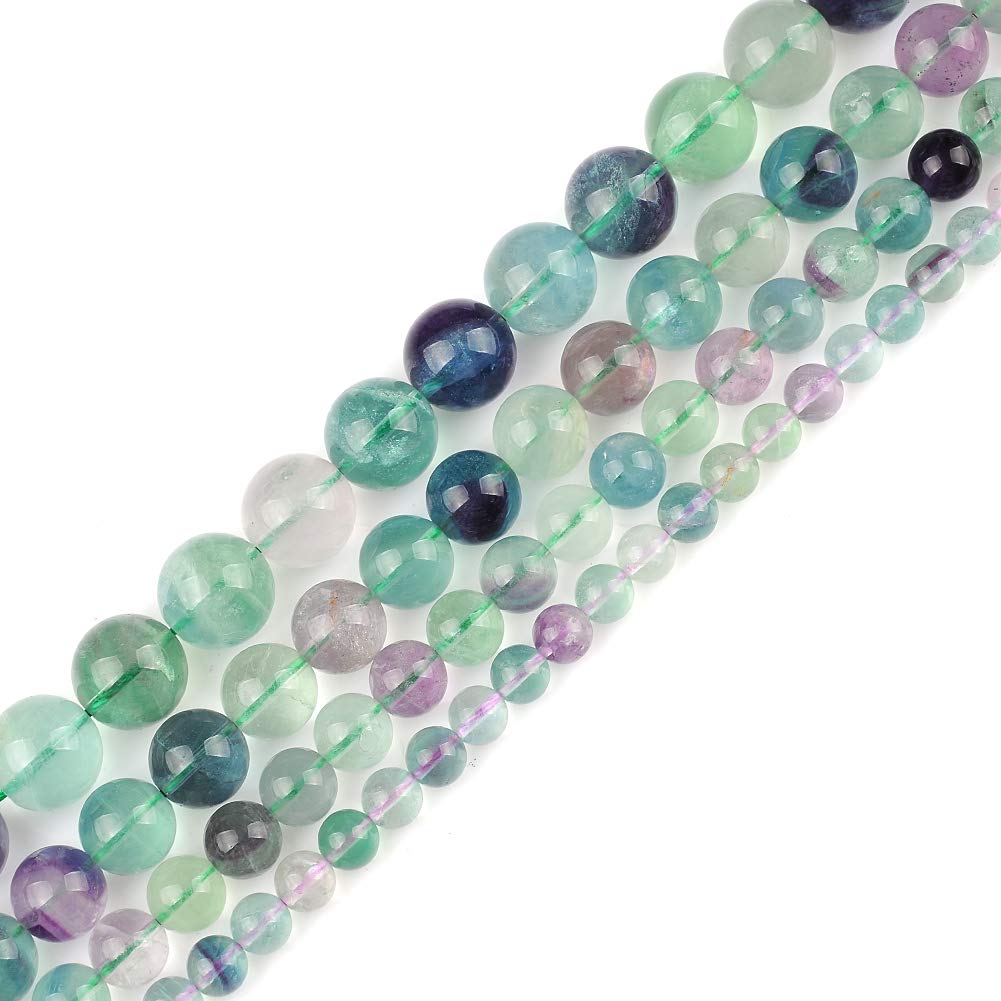 10mm Natural Fluorite Gemstone Round Loose Beads Crystal Stone Bracelet Necklace Accessories Crafts for Jewelry Making DIY,1 Strand 15"
