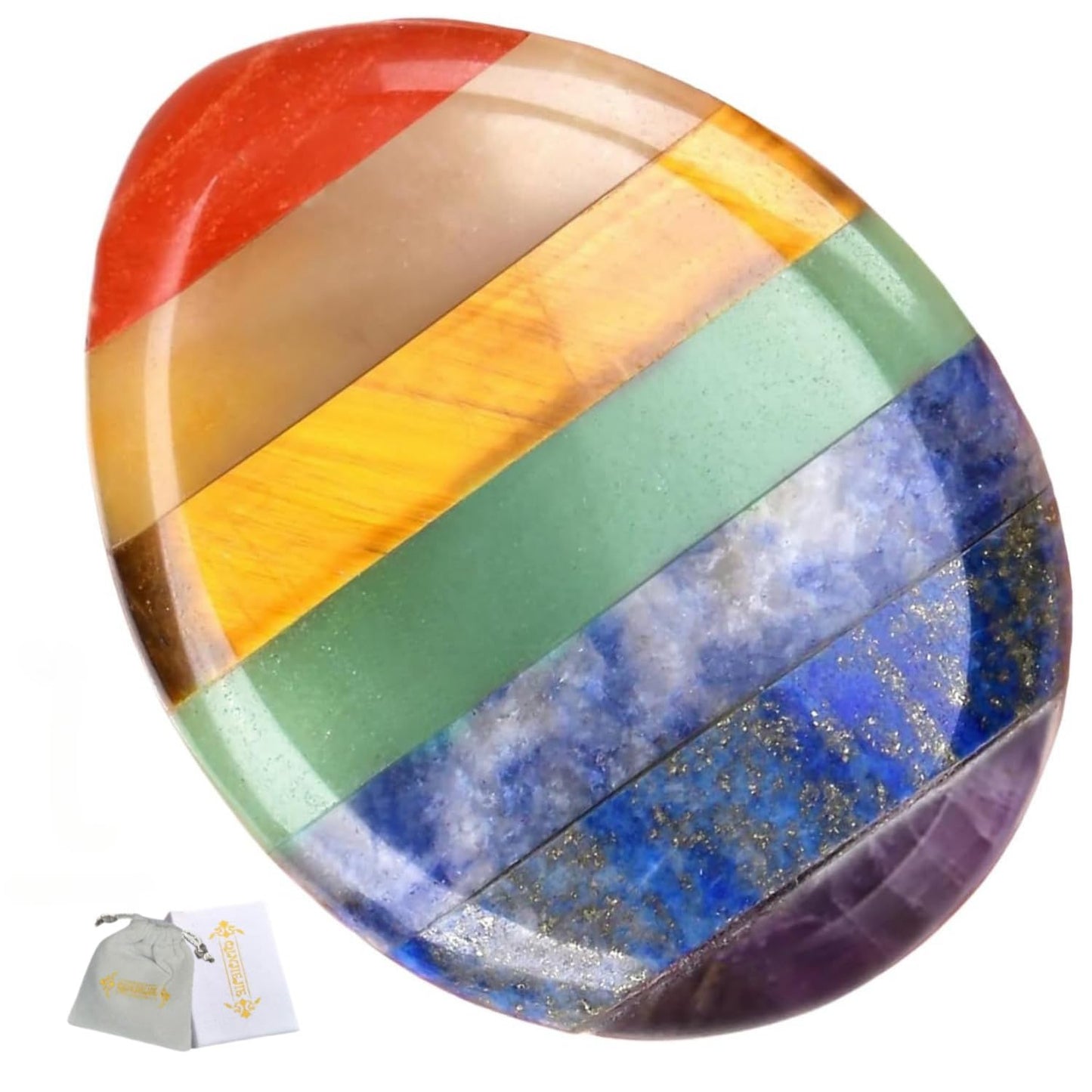 QINJIEJIE Thumb Worry Stone for Anxiety Chakra Crystals Healing Stones Palm Chakra Worry Stone Pocket Meditation Crystal Stress Relief Gifts Valentines Day Stocking Stuffers for Women