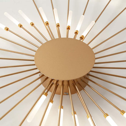 JAYMP 41.3" Ceiling Light Modern Flower Shape Ceiling Lamp for Dining Room Kitchen Hallway Flush Mount Metal Acrylic Sputnik Firework Petal LED Lighting Fixture (Matte Gold, 28 Lights)