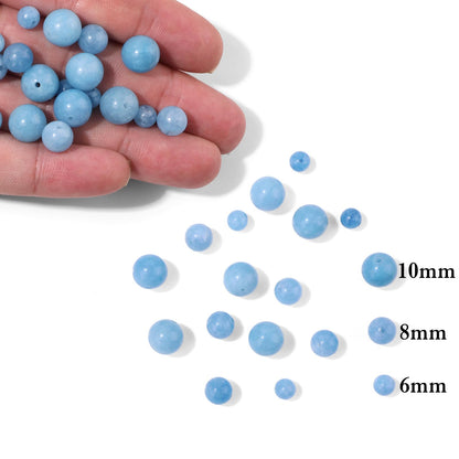 40pcs 10mm Natural Aquamarine Gemstone Beads Healing Crystal Round Loose Stone Beads for Jewelry Making, Crystal Stone Beads for Bracelets Necklace Earrings Making