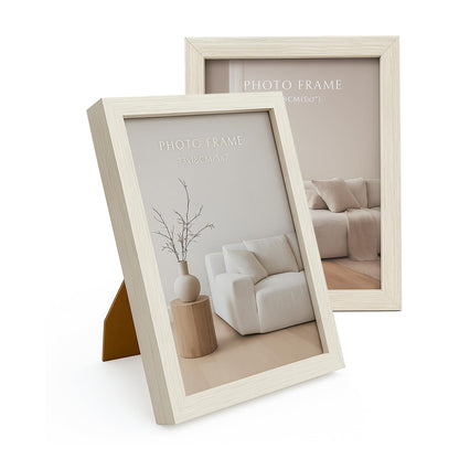 Display 5x7 Picture Frame Set of 2, 5 x 7 Photo Frames with High Definition Real Glass, Horizontal/Vertical Tabletop Display, White 2 Pack