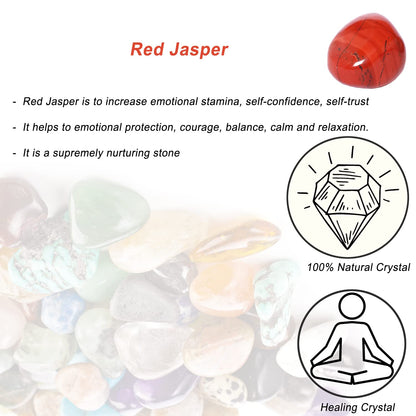 Red Jasper Healing Crystal Stones, 1.25-2.0" Large Reiki Healing Gemstones Natural Tumbled Polished Stones for Energy Witchcraft Therapy Meditation