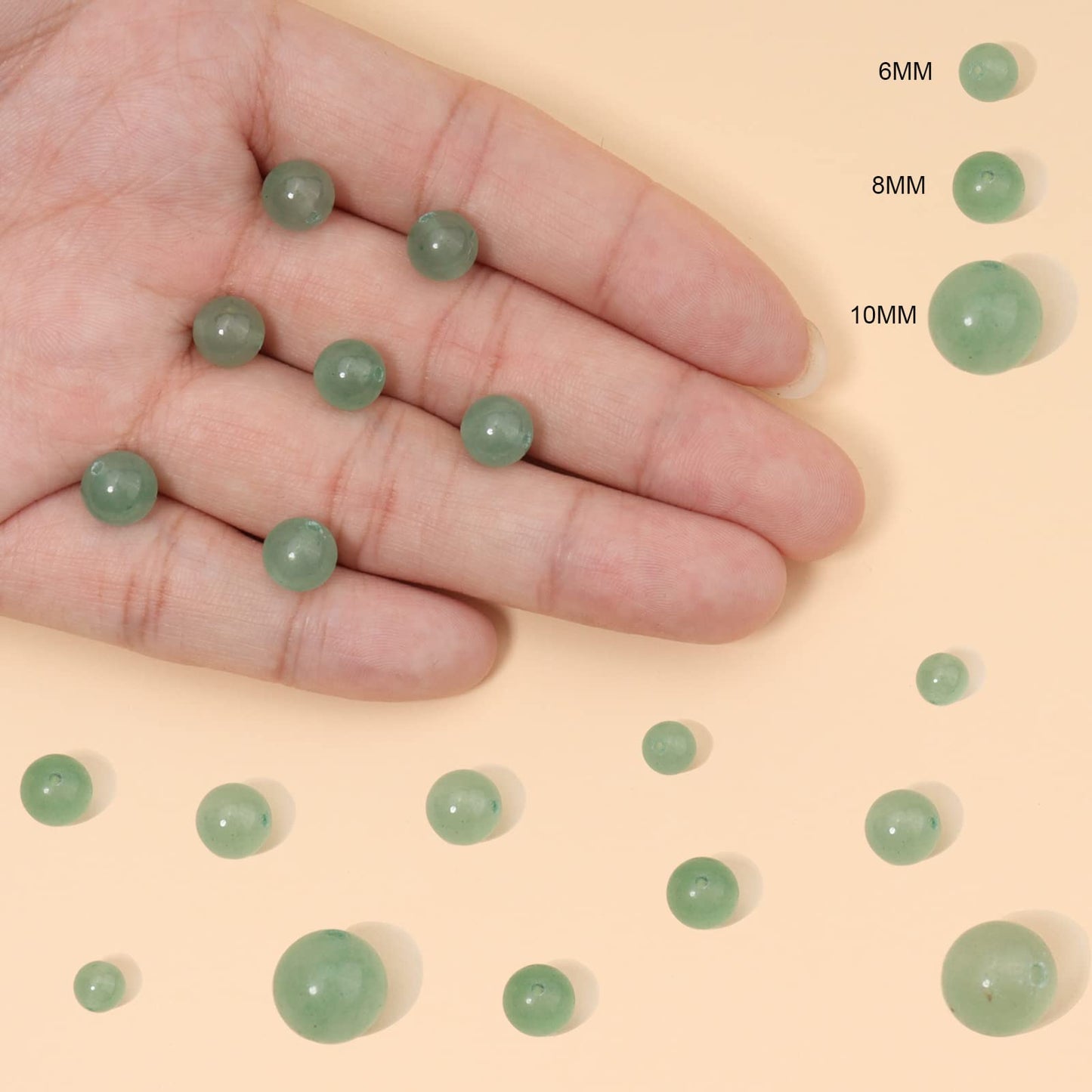 35pcs 10mm Natural Stone Beads Green Aventurine Beads Energy Crystal Healing Power Gemstone for Jewelry Making, DIY Bracelet Necklace