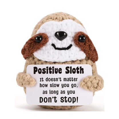 Fydatrading mini Positive Dolls Bulk Gifts - 4pcs Cute Emotional Support Animals Desk Decor with Cards, Emotional Support Crochet Animals for Friends, Funny Knitted Small Gifts for Christmas.