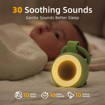 alilo Pocket Soother | Portable Sound Machine for Baby Kids | Night Light | 30 Soothing Sounds | Travel | White Noise | Timer | Memory Function | Sleep | Shush | Baby Shower | Newborn Gift | Avocado