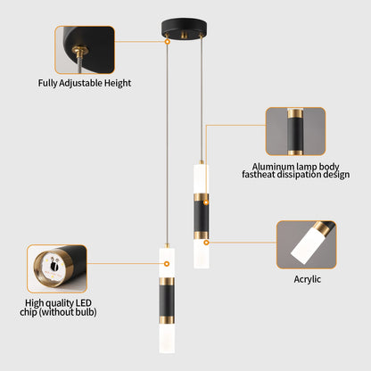 LIANGMH 2-Light Pendant Lights Kitchen Island Dimmable LED Modern Mini Pendant Light, Bedroom Small Pendant Light Fixtures (Black Gold)