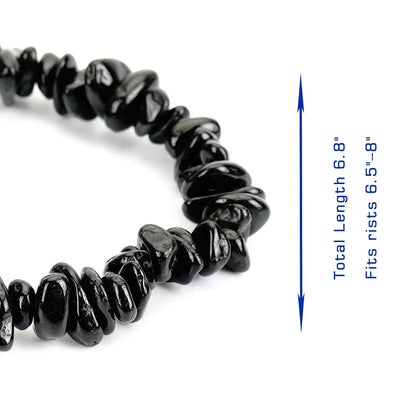 Herxion Black Tourmaline Bracelet for Women & Men- Natural Raw Beads Protection Bracelets, Irregular Chips Stretch Healing Crystals Anxiety Relief Jewelry for Stress & Negative Energy Cleansing