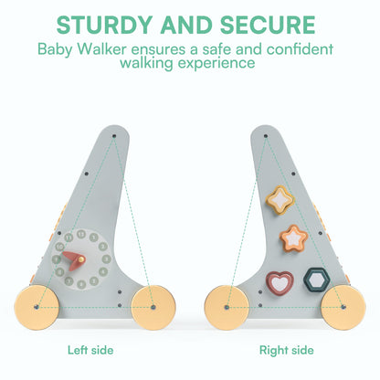 ROBOTIME Wooden Baby Walker, Wooden Push Walker with Wheels, Montessori Push Toys for Babies Learning to Walk, Baby Walkers Activity Center for Boys and Girls
