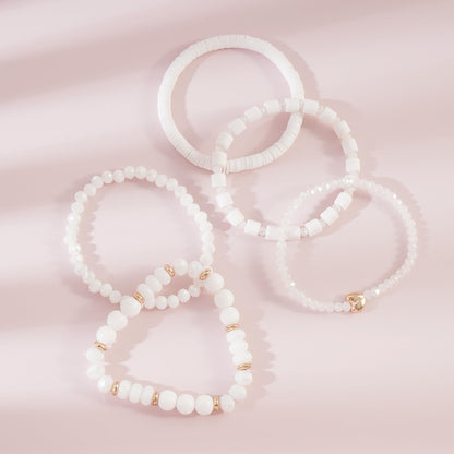RISHEGAE Crystal Heishi Beaded Bracelet for Women Stackable Bracelet Layering Friendship Summer Stretch Bracelets for Women
