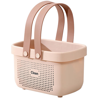 JiatuA Plastic Storage Basket with Handle Portable Shower Caddy Tote Organizer Basket Bin for Bathroom Kitchen Dorm Room Bedroom, Small Pink