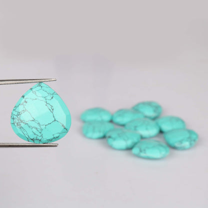 AAA++ Natural Blue Turquoise/pear Turquoise 116.50 Ct Lot of 10 Pcs Pear Faceted Cut Gemstones for Jewelry Making ET-961