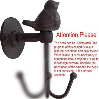 Neletao Cast Iron Hooks 520013 Songbird Wall Hook, Brownish Black (1)