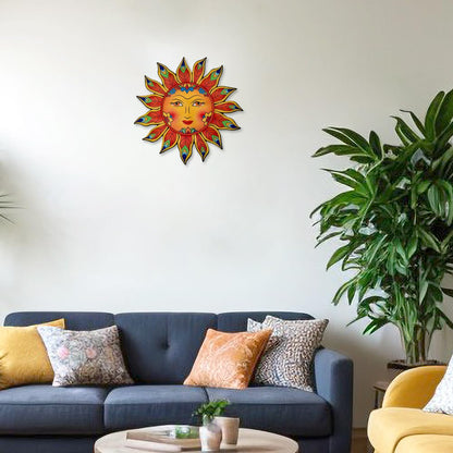 Daogtc Metal Sun Flower Wall Decor,13inches Sun Wall Art Hanging Decoration for Indoor and Outdoor, Garden Farmhouse Yard Patio Fence Living Room Bedroom Decor