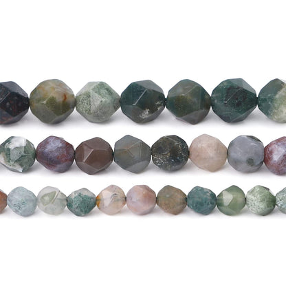 BEADIA Faceted Natural Indian Agate Stone Round Beads 6mm 36cm/Strand for Jewelry Making