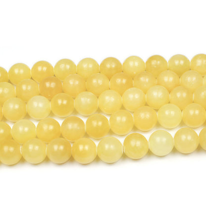MJDCB Natural Yellow Marble Jade Round Stone Beads for Jewelry Making DIY Bracelet Necklace (10mm)