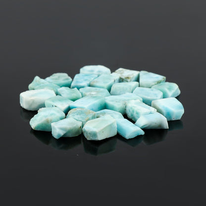CRYSTALIS Wholesale 25pcs Natural Sea Blue Raw Larimar Pectolite, Loose Gemstone Bulk Rough Jewelry Making Supply, Chakra & Healing Raw Stones, Wire Wrapping, DIY, Gem Collection, 7-10mm