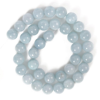 About 60pcs 6mm Natural Stone Beads Aquamarine Beads Crystal Gemstone for Jewelry Making, DIY Bracelet Necklace