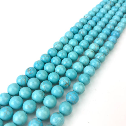 10mm Blue Turquoise Beads Round Gemstone Loose Beads for Jewelry Making (38-40pcs/strand)